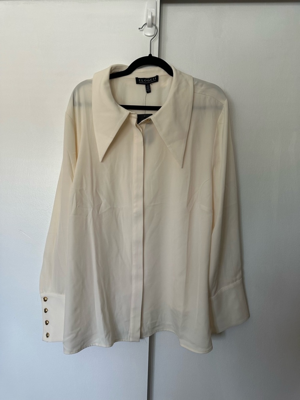 Eloquii Cream Button-Cuff Collared Blouse size 22 new with tags NWT